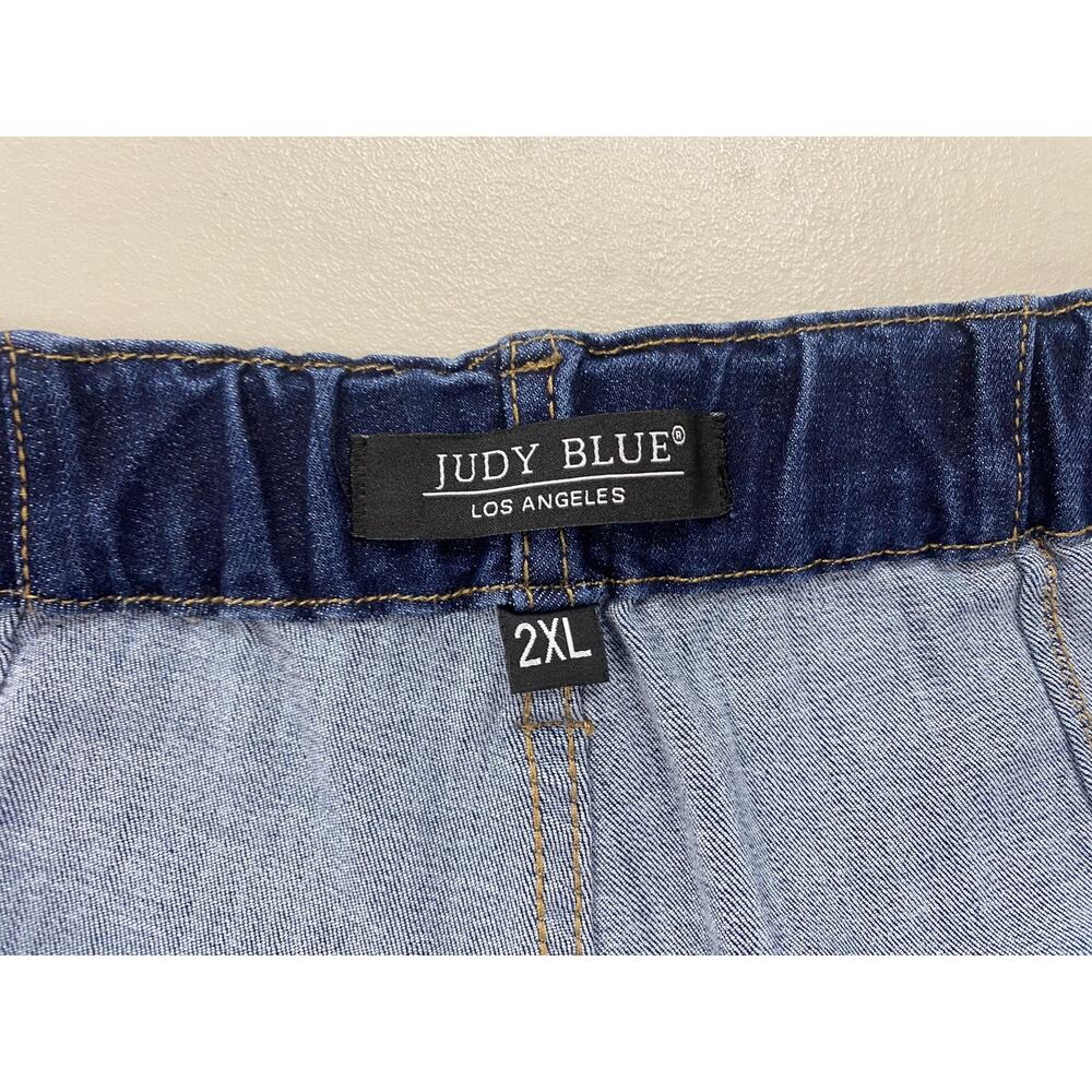 Judy Blue Denim Shorts 2X Mega Stretch Elastic Waist Blue Jean Dark JB150275 7"L - Picture 10 of 12